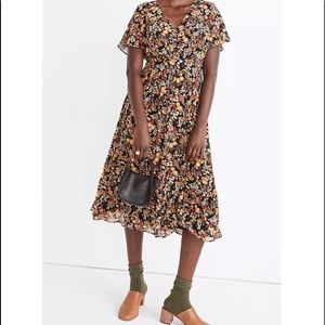 Madewell Dolman-Sleeve Ruffle-Hem Midi Dress